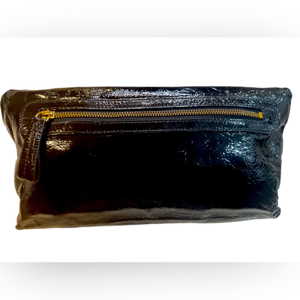 Goldenbleu Patent Leather Clutch with gold detail
